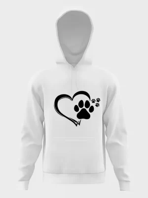 Dog paw print heart 2 hoodie